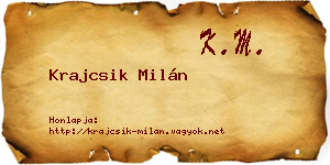 Krajcsik Milán névjegykártya